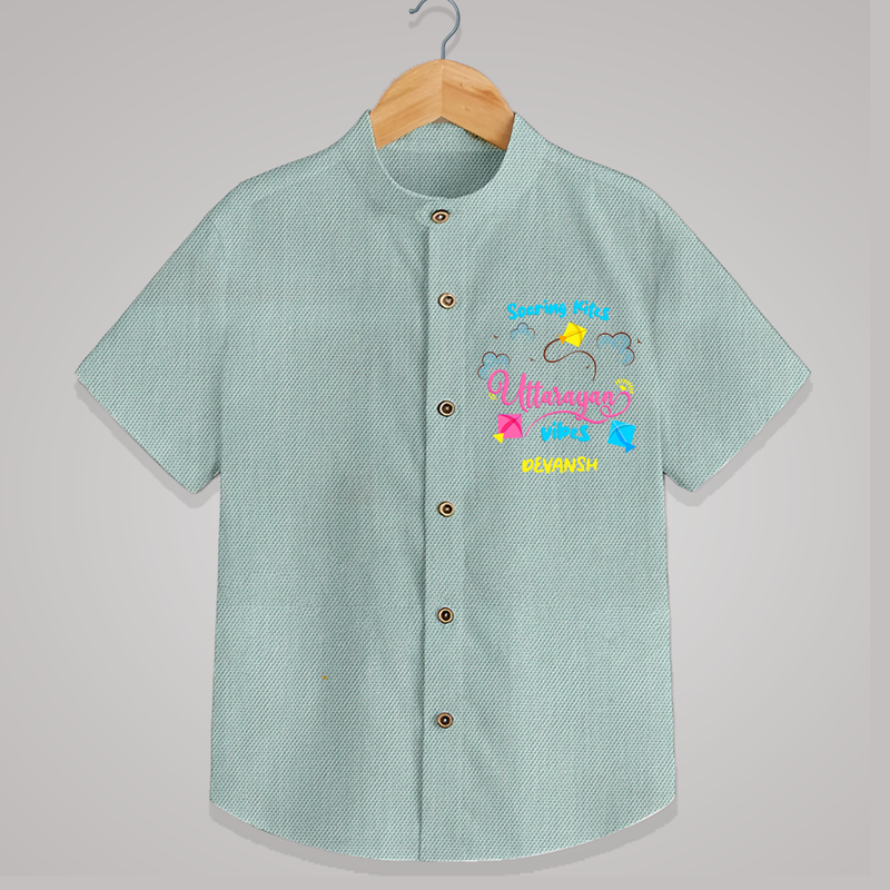 Soaring Kites Uttarayan Vibes - Customized Shirt For Kids - ARCTIC BLUE - 0 - 6 Months Old (Chest 23")