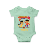 Flying High Like Uttarayan Kite - Customized Romper For Babies - MINT GREEN - 0 - 3 Months Old (Chest 16")