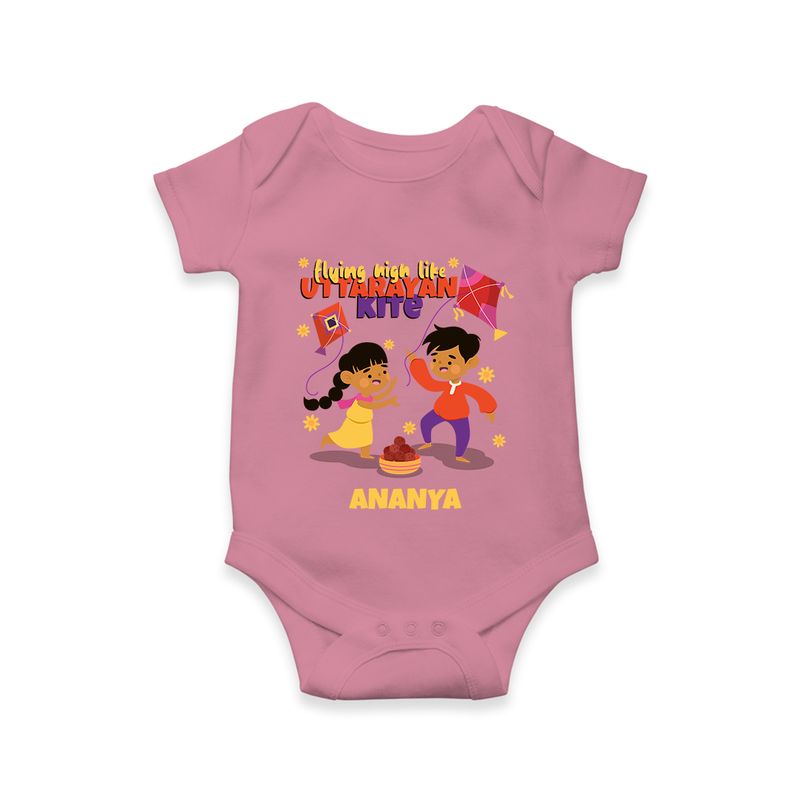 Flying High Like Uttarayan Kite - Customized Romper For Babies - ONION - 0 - 3 Months Old (Chest 16")