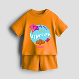 My 1st Uttarayan - Customized Co-ord Set For Kids - TANGERINE - 1-2 Years Old (Chest 22")