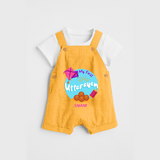 My 1st Uttarayan - Customized Dungaree Set For Kids - PASTEL YELLOW - 0 - 5 Months Old (Chest 18")