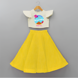 My 1st Uttarayan - Customized Crop Top And Skirt For Kids - YELLOW - 6 - 9 Months Old (Chest 20" , Frock Waist 20")