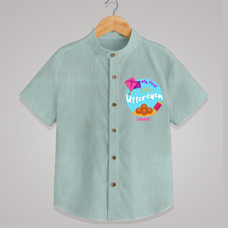 My 1st Uttarayan - Customized Shirt For Kids - ARCTIC BLUE - 0 - 6 Months Old (Chest 23")