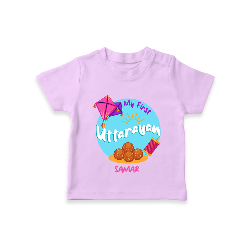 My 1st Uttarayan - Customized T-Shirt For Kids - LILAC - 0-5 Months Old (Chest 17")