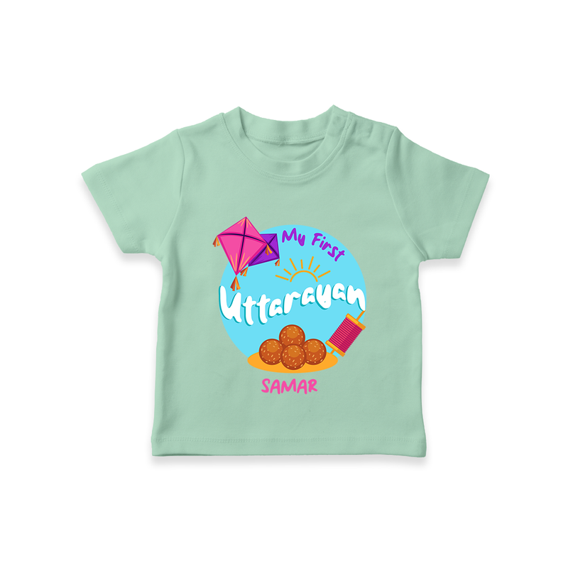 My 1st Uttarayan - Customized T-Shirt For Kids - MINT GREEN - 0-5 Months Old (Chest 17")