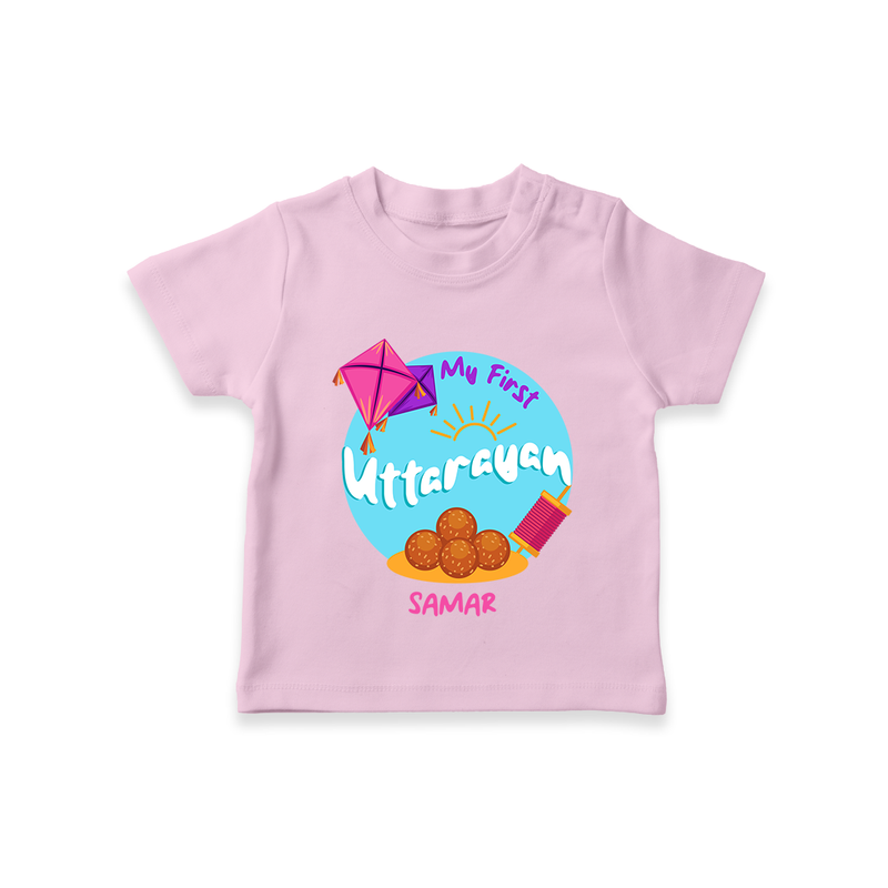 My 1st Uttarayan - Customized T-Shirt For Kids - PINK - 0-5 Months Old (Chest 17")