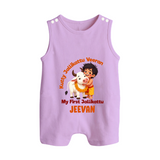 Kutty Jallikattu Veeran Kids Romper Suit – Custom Name Design - LILAC - 0 - 5 Months Old (Chest 18")
