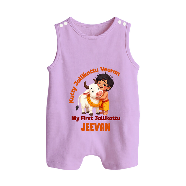 Kutty Jallikattu Veeran Kids Romper Suit – Custom Name Design - LILAC - 0 - 5 Months Old (Chest 18")
