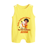Kutty Jallikattu Veeran Kids Romper Suit – Custom Name Design - PASTEL YELLOW - 0 - 5 Months Old (Chest 18")