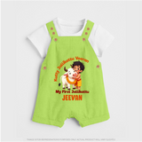 Kutty Jallikattu Veeran Kids Dungaree – Custom Name Design - GREEN - 0 - 5 Months Old (Chest 18")