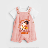 Kutty Jallikattu Veeran Kids Dungaree – Custom Name Design - PEACH - 0 - 5 Months Old (Chest 18")
