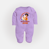Kutty Jallikattu Veeran Kids Fullbody Suit – Custom Name Design - LILAC - New Born (Chest 7.5")
