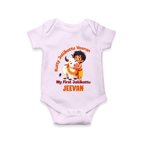 Kutty Jallikattu Veeran Kids Romper – Custom Name Design - LILAC - New Born (Chest 14")