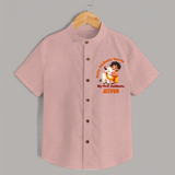 Kutty Jallikattu Veeran Kids Shirt – Custom Name Design - PEACH - 0 - 6 Months Old (Chest 23")