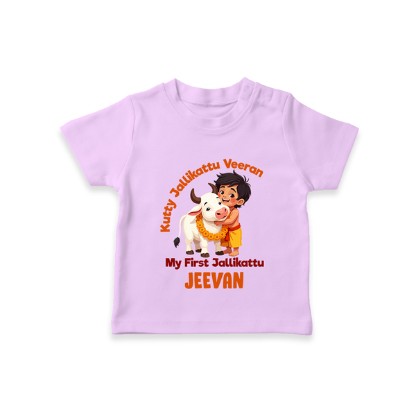 Kutty Jallikattu Veeran Kids T-Shirt – Custom Name Design - LILAC - 0-5 Months Old (Chest 17")