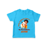 "My First Jallikattu - Adorable Customized T-Shirt for Kids with Name" - SKY BLUE - 0-5 Months Old (Chest 17")