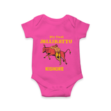 My First Jallikattu Kids Romper – Personalized Pongal Wear - HOT PINK - New Born (Chest 14")