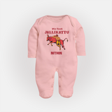 My First Jallikattu Kids Fullbody Suit – Personalized Pongal Wear - BABY PINK - New Born (Chest 7.5")
