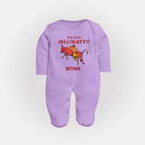 My First Jallikattu Kids Fullbody Suit – Personalized Pongal Wear - LILAC - New Born (Chest 7.5")