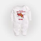 My First Jallikattu Kids Fullbody Suit – Personalized Pongal Wear - WHITE - New Born (Chest 7.5")