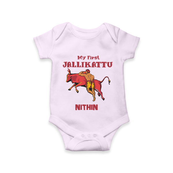 My First Jallikattu Kids Romper – Personalized Pongal Wear - LILAC - New Born (Chest 14")