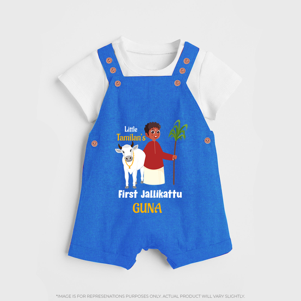 Little Tamizhan’s First Jallikattu Kids Dungaree - COBALT BLUE - 0 - 5 Months Old (Chest 18")