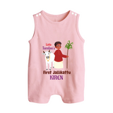 Little Tamizhan’s First Jallikattu Kids Romper Suit - BABY PINK - 0 - 5 Months Old (Chest 18")