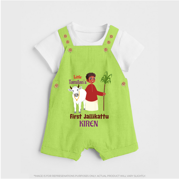Little Tamizhan’s First Jallikattu Kids Dungaree - GREEN - 0 - 5 Months Old (Chest 18")