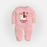 Little Tamizhan’s First Jallikattu Kids Fullbody Suit - BABY PINK - New Born (Chest 7.5")