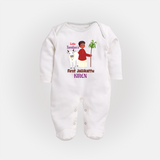 Little Tamizhan’s First Jallikattu Kids Fullbody Suit - WHITE - New Born (Chest 7.5")