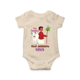 Little Tamizhan’s First Jallikattu Kids Romper - IVORY - New Born (Chest 14")
