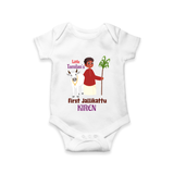 Little Tamizhan’s First Jallikattu Kids Romper - WHITE - New Born (Chest 14")