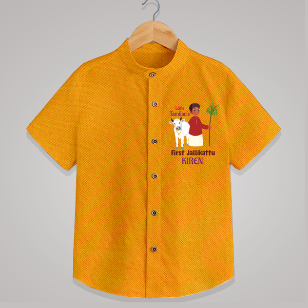 Little Tamizhan’s First Jallikattu Kids Shirt - CHROME YELLOW - 0 - 6 Months Old (Chest 23")