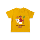 "Little Tamilan's - My First Jallikattu Customized T-Shirt for Kids with Name" - CHROME YELLOW - 0-5 Months Old (Chest 17")