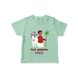 Little Tamizhan’s First Jallikattu Kids T-Shirt - MINT GREEN - 0-5 Months Old (Chest 17")