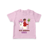 "Little Tamilan's - My First Jallikattu Customized T-Shirt for Kids with Name" - PINK - 0-5 Months Old (Chest 17")