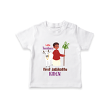 "Little Tamilan's - My First Jallikattu Customized T-Shirt for Kids with Name" - WHITE - 0-5 Months Old (Chest 17")