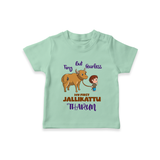 "My First Jallikattu Celebration - Adorable Customized T-Shirt for Kids with Name" - MINT GREEN - 0-5 Months Old (Chest 17")