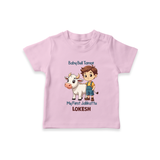 "My First Jallikattu - Tradition and Style in a Customized T-Shirt for Kids with Name" - PINK - 0-5 Months Old (Chest 17")