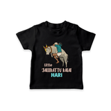 Little Jallikattu Kalai Kids T-Shirt – Custom Name Editio - BLACK - 0-5 Months Old (Chest 17")