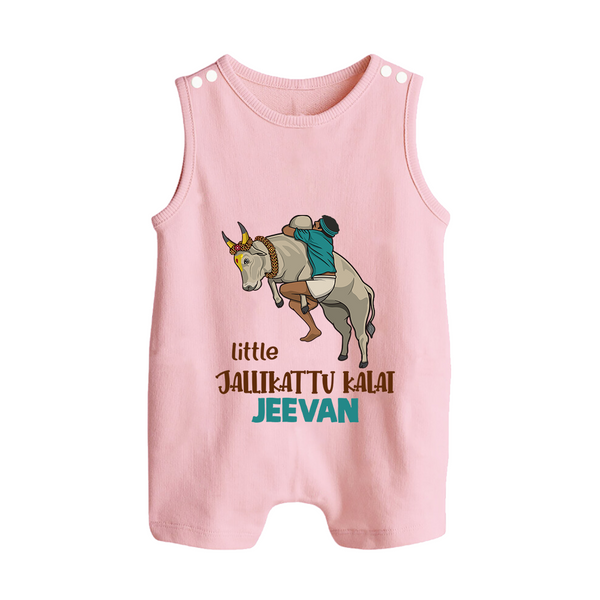Little Jallikattu Kalai Kids Romper Suit – Custom Name Editio - BABY PINK - 0 - 5 Months Old (Chest 18")
