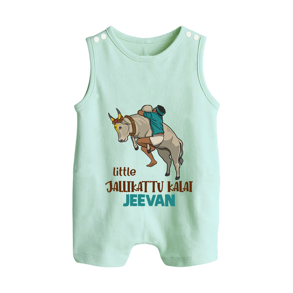 Little Jallikattu Kalai Kids Romper Suit – Custom Name Editio - MINT GREEN - 0 - 5 Months Old (Chest 18")