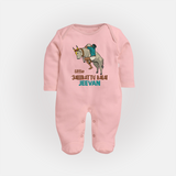 "Little Jallikattu kalai - Customized Sleep Suit for Babies with Name" - BABY PINK - New Born (Chest 7.5")