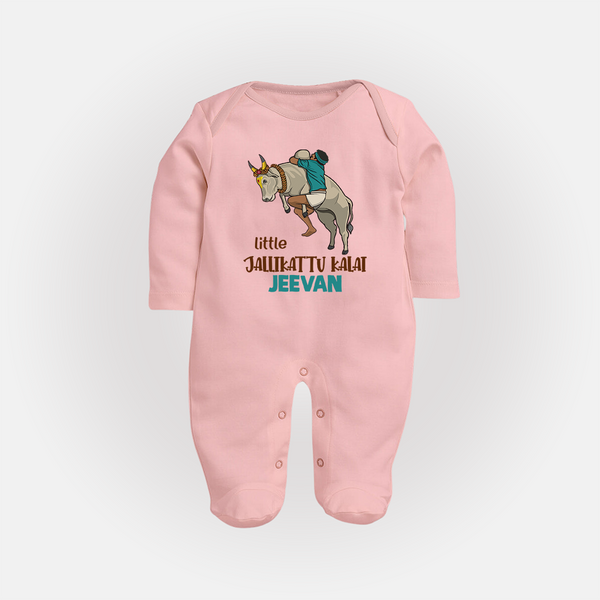 Little Jallikattu Kalai Kids Fullbody Suit – Custom Name Editio - BABY PINK - New Born (Chest 7.5")
