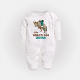 "Little Jallikattu kalai - Customized Sleep Suit for Babies with Name" - WHITE - New Born (Chest 7.5")