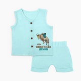 "Little Jallikattu kalai - Customized Jabla Set for Babies with Name" - BABY BLUE - 0 - 3 Months Old (Chest 9.8")