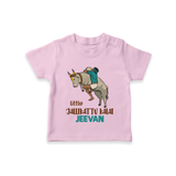 "Little Jallikattu kalai - Customized T-Shirt for Babies with Name" - PINK - 0-5 Months Old (Chest 17")