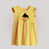 "Born Brave - Jallikattu Themed Customized Baby Frock for Babies with Name" - YELLOW - 0 - 3 Months Old (Chest 17")