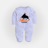Born Brave Jallikattu Kids Fullbody Suit – Personalized Name Print - BABY BLUE - New Born (Chest 7.5")