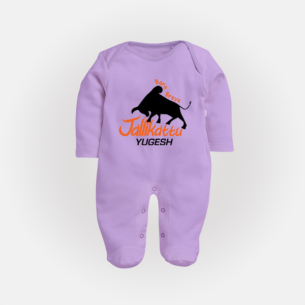 Born Brave Jallikattu Kids Fullbody Suit – Personalized Name Print - LILAC - New Born (Chest 7.5")